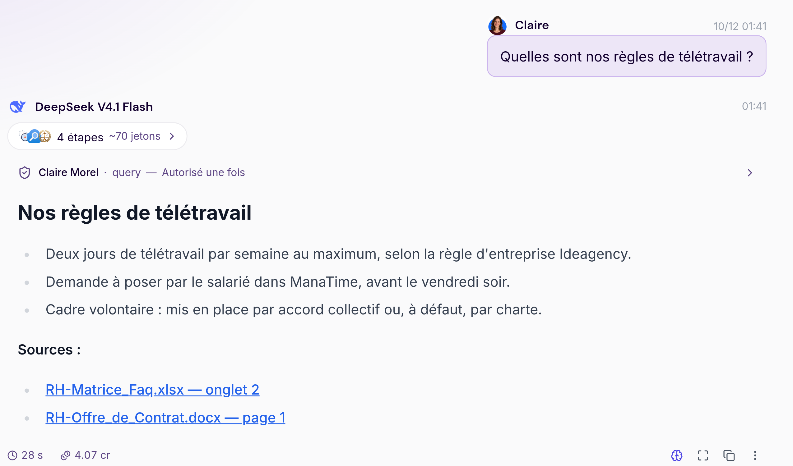 Capture réelle de la démonstration Plemio — RH